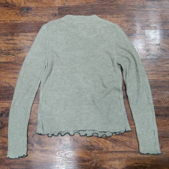 ZARA Wool Alpaca Blend Lightweight Base Layer Ruffled Hem Sweater Women's Small - Picture 3 of 10